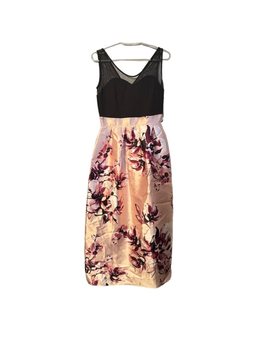 Alexa B Nites Floral Satin Midi Dress Black & Pink Size 8 women dress. NWT - Picture 7 of 12